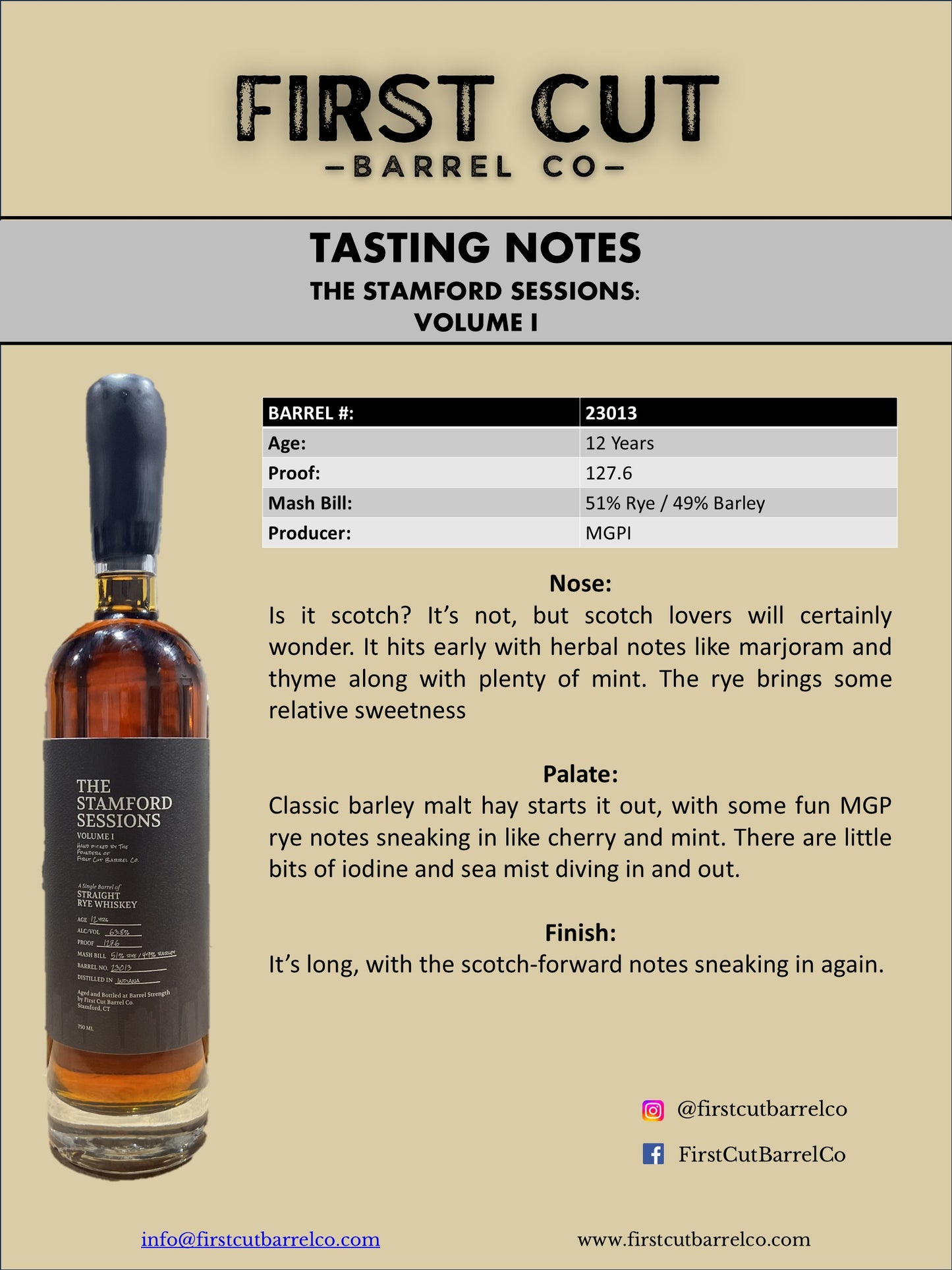 The Stamford Sessions - Vol. I - Limited Edition Single Barrel Straight Rye Whiskey